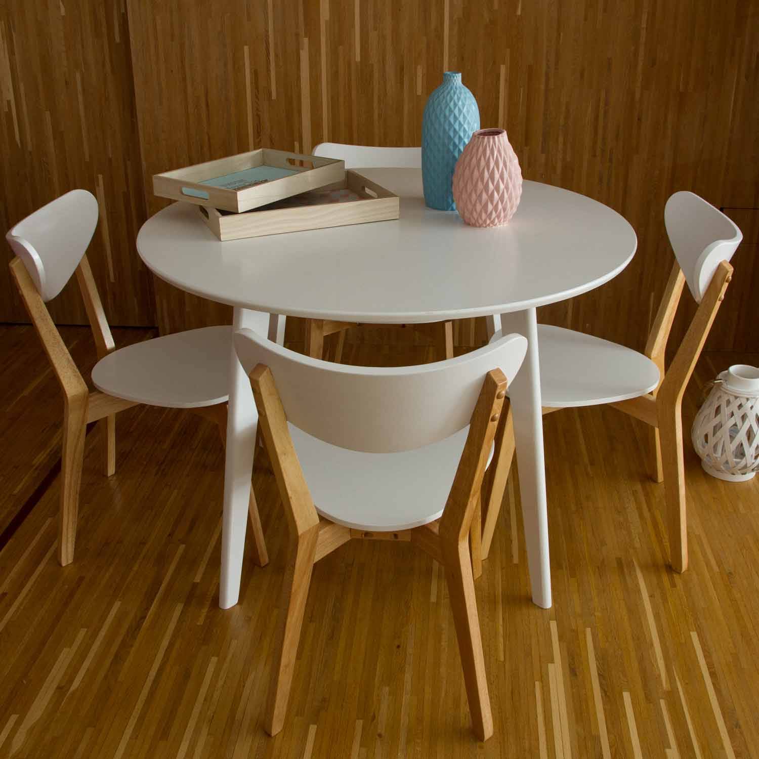 Moderno set di tavolo da pranzo rotondo, tavolo da cucina e sedie, piccolo  tavolo da pranzo per 4, piccoli tavoli e sedie per sala conferenze, sedia  in pelle PU, set di mobili